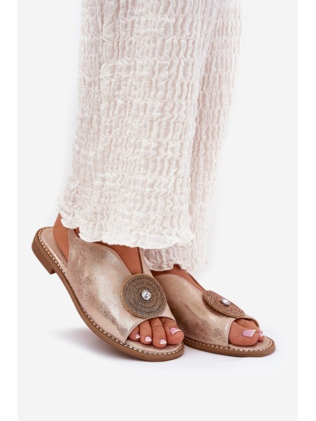 Shimmering Women's Sandals With Decorative Detail S.Barski KV51-012 Rose Gold