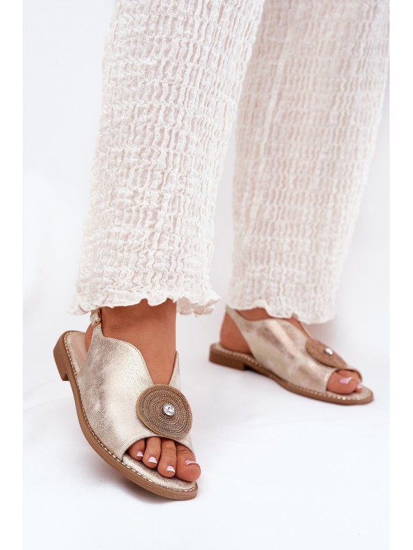 Shimmering Women's Sandals With Decorative Detail S.Barski KV51-012 Gold
