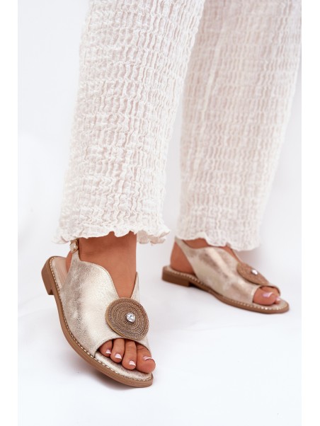 Shimmering Women's Sandals With Decorative Detail S.Barski KV51-012 Gold