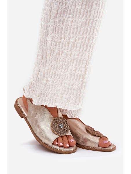 Shimmering Women's Sandals With Decorative Detail S.Barski KV51-012 Gold