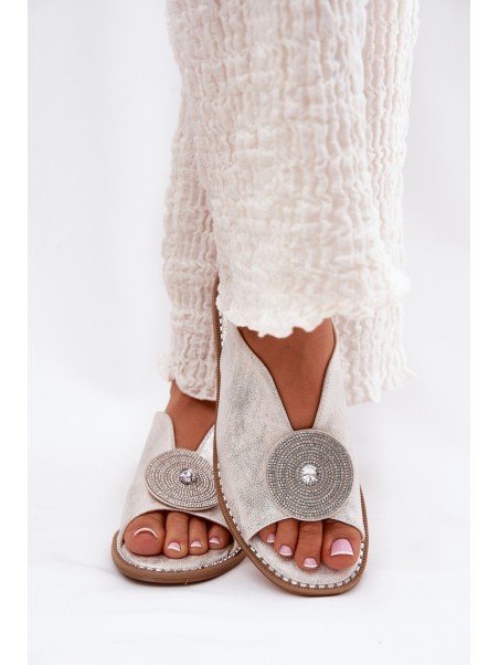 Shiny Women's Sandals With Decorative Detail S.Barski KV51-012 Silver