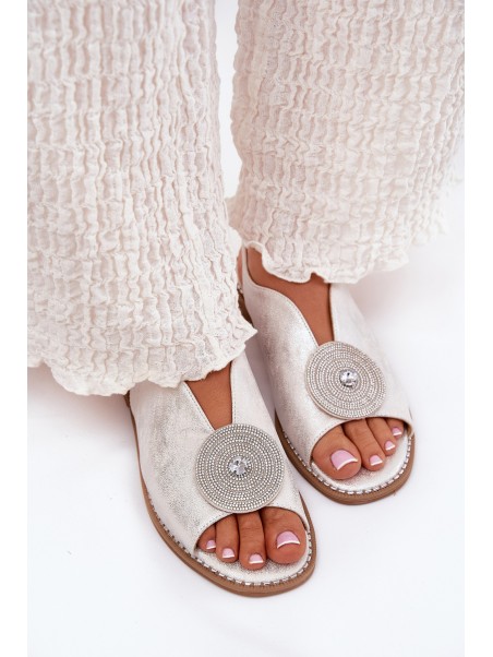 Shiny Women's Sandals With Decorative Detail S.Barski KV51-012 Silver