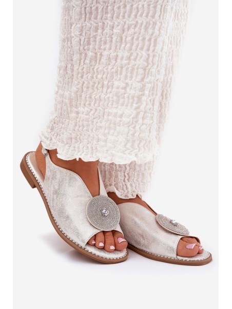 Shiny Women's Sandals With Decorative Detail S.Barski KV51-012 Silver