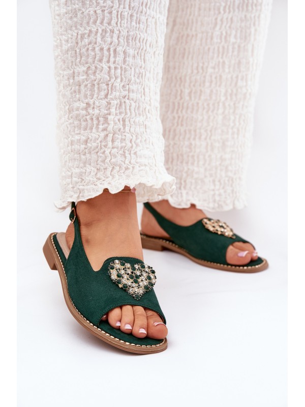 Women's sandals with gold decoration eco suede S.Barski KV27-059 brown 2
