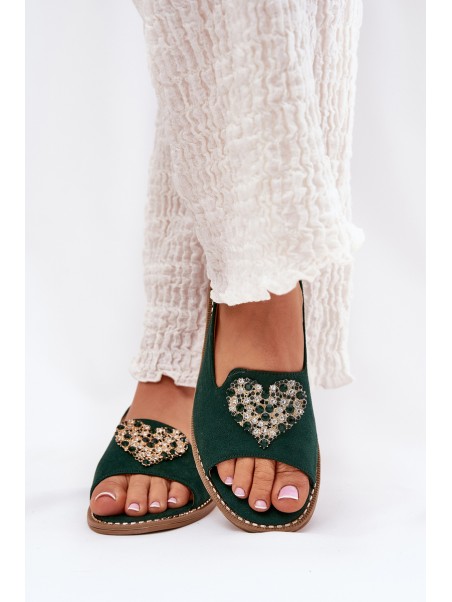 Women's sandals with gold decoration eco suede S.Barski KV27-059 brown