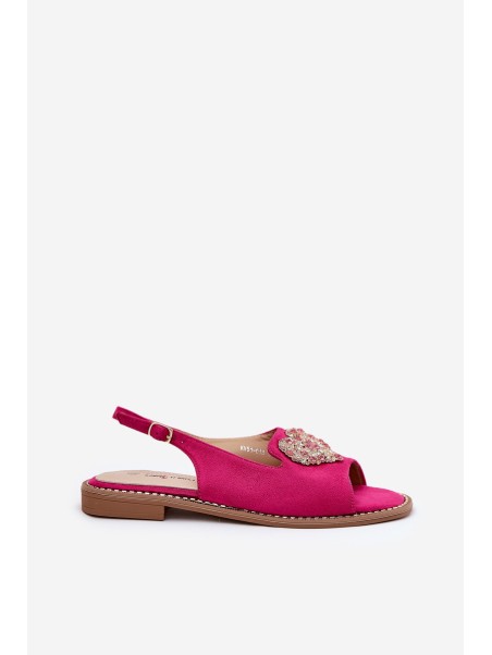 Women's sandals with decorative heart S.Barski KV27-018 fuchsia