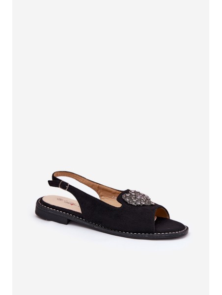 Women's Sandals With Decorative Heart S.Barski KV27-018 Black