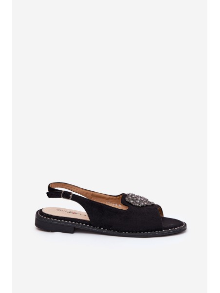 Women's Sandals With Decorative Heart S.Barski KV27-018 Black