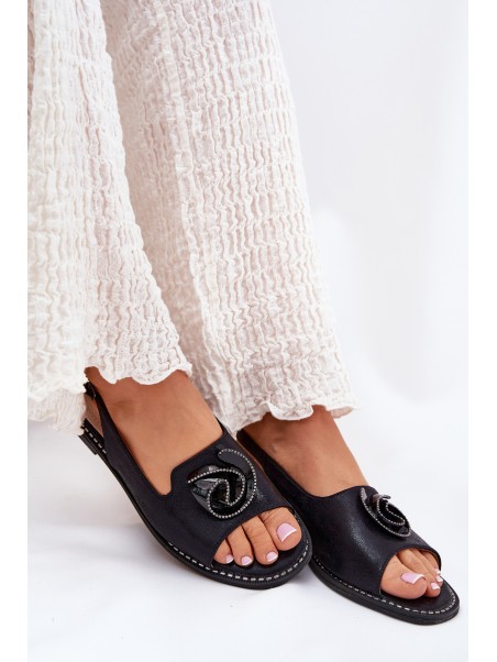 Shiny Women's Sandals With Decoration S.Barski KV51-006 Black