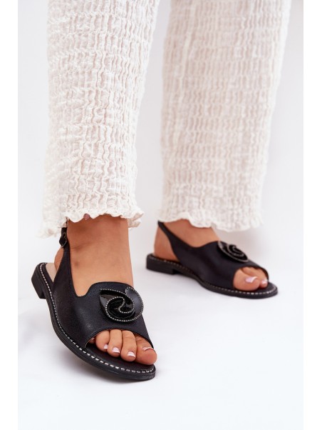 Shiny Women's Sandals With Decoration S.Barski KV51-006 Black