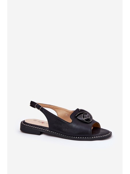 Shiny Women's Sandals With Decoration S.Barski KV51-006 Black