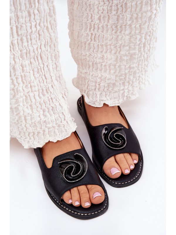 Shiny Women's Sandals With Decoration S.Barski KV51-006 Black