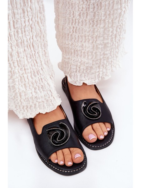 Shiny Women's Sandals With Decoration S.Barski KV51-006 Black