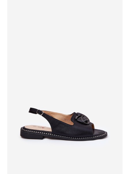 Shiny Women's Sandals With Decoration S.Barski KV51-006 Black