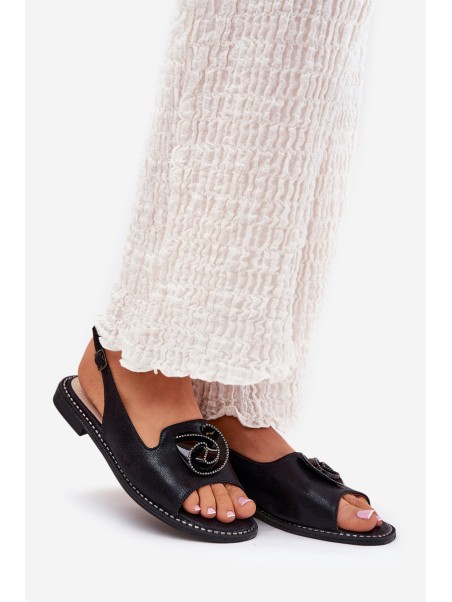 Shiny Women's Sandals With Decoration S.Barski KV51-006 Black