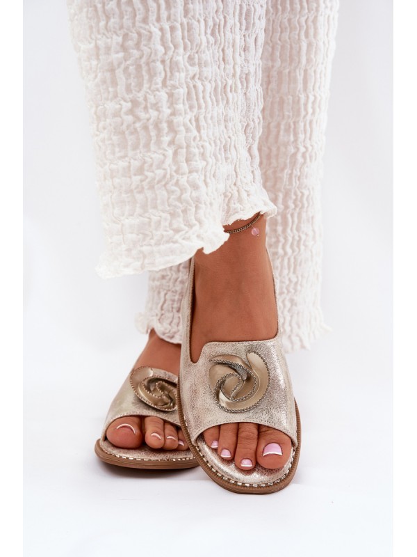 Glistening women's sandals with decoration S.Barski KV51-006 gold 2