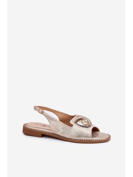 Glistening women's sandals with decoration S.Barski KV51-006 gold