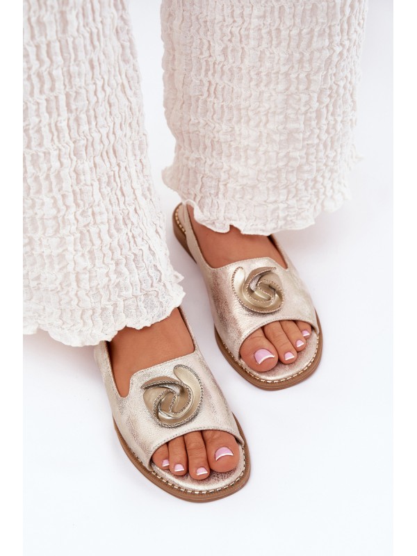 Glistening women's sandals with decoration S.Barski KV51-006 gold