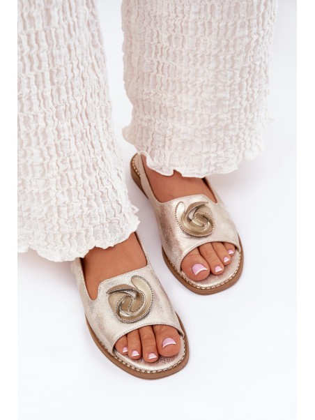 Glistening women's sandals with decoration S.Barski KV51-006 gold