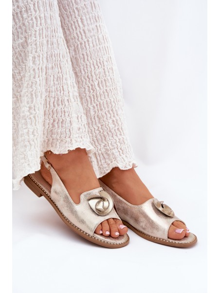 Glistening women's sandals with decoration S.Barski KV51-006 gold