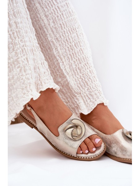 Glistening women's sandals with decoration S.Barski KV51-006 gold