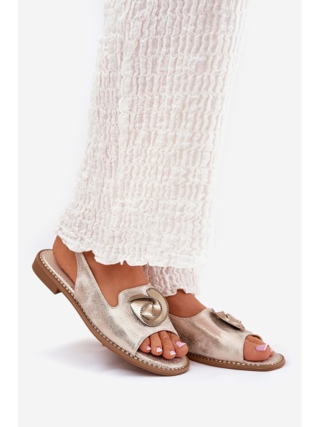 Glistening women's sandals with decoration S.Barski KV51-006 gold