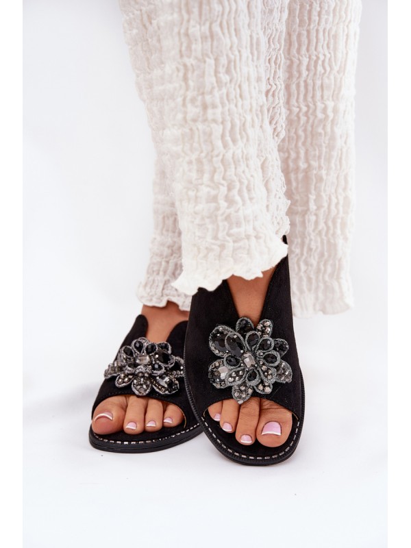 Women's Flat Heeled Sandals With Decoration S.Barski KV27-001 Black 2