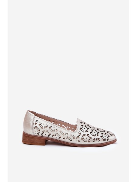 Leather Perforated Women's Moccasins S.Barski LR51-646 Gold
