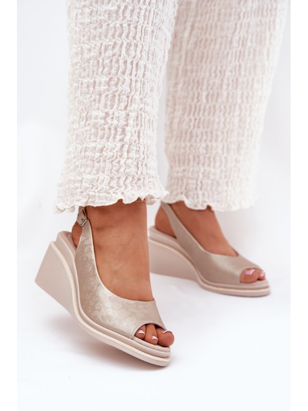 Women's leather wedge sandals S.Barski LR51-539 gold