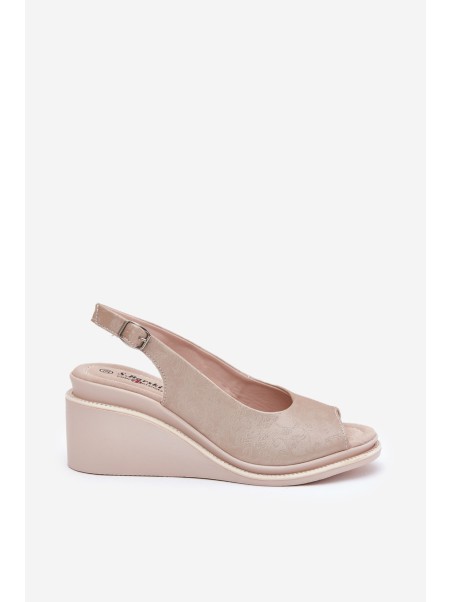 Women's leather wedge sandals S.Barski LR51-539 gold