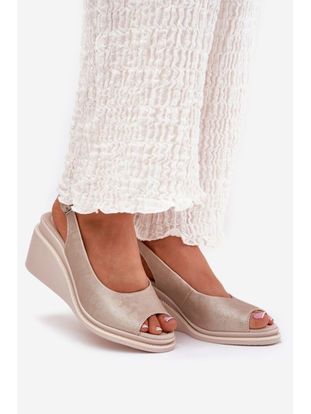Women's leather wedge sandals S.Barski LR51-539 gold
