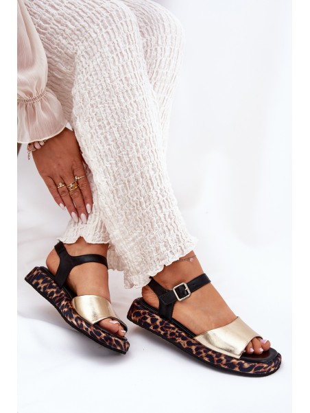 Leather Elegant Women's Sandals S.Barski GR51-603 Gold