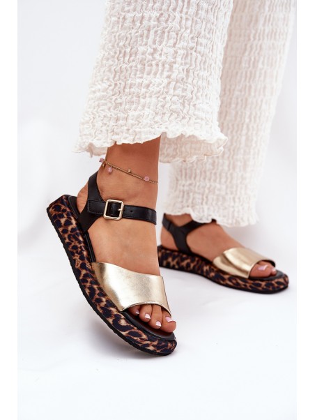 Leather Elegant Women's Sandals S.Barski GR51-603 Gold