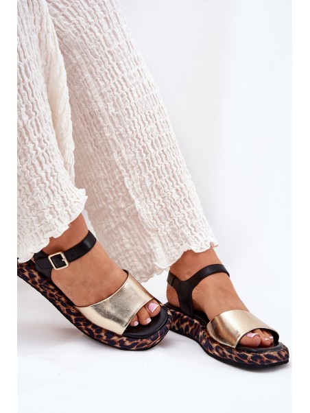 Leather Elegant Women's Sandals S.Barski GR51-603 Gold