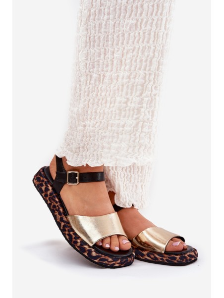 Leather Elegant Women's Sandals S.Barski GR51-603 Gold