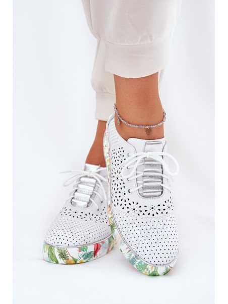 Ladies Leather Wedge Shoes Artiker 56C1799 White-Silver