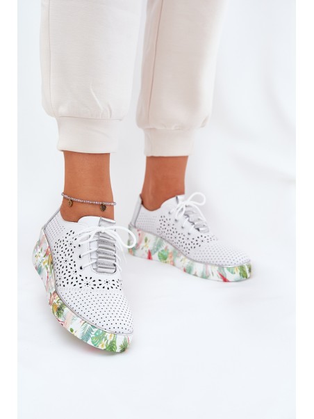 Ladies Leather Wedge Shoes Artiker 56C1799 White-Silver