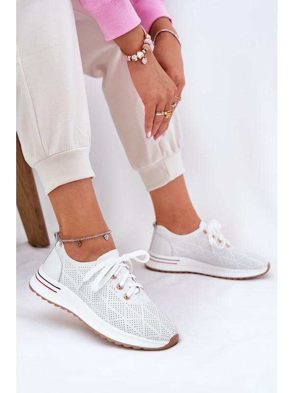 Leather Lightweight Women's Shoes Artiker 54C1758 White