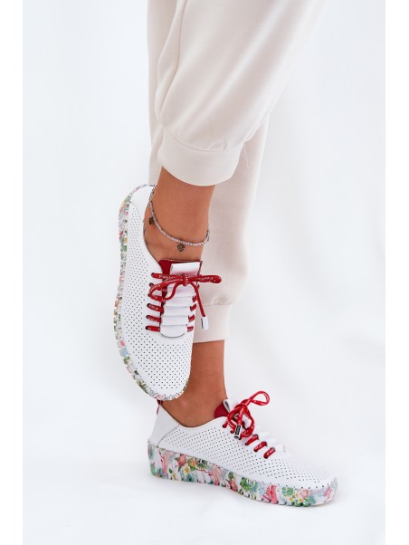 Ladies Leather Wedge Shoes Artiker 56C1799 White-Silver