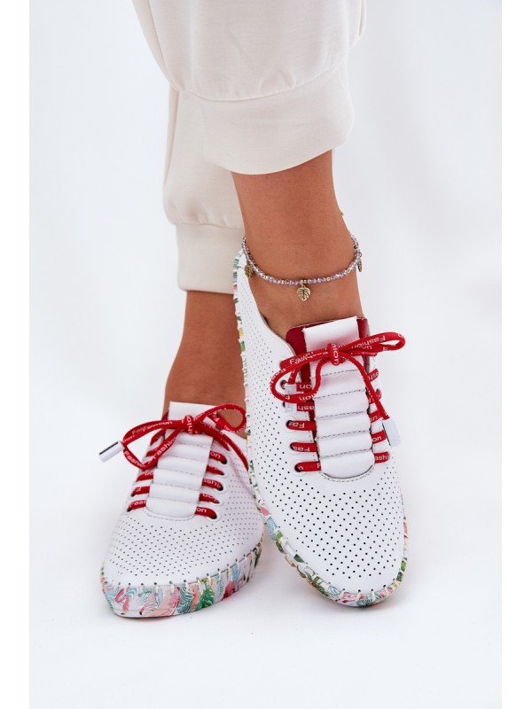 Ladies Leather Wedge Shoes Artiker 56C1799 White-Silver