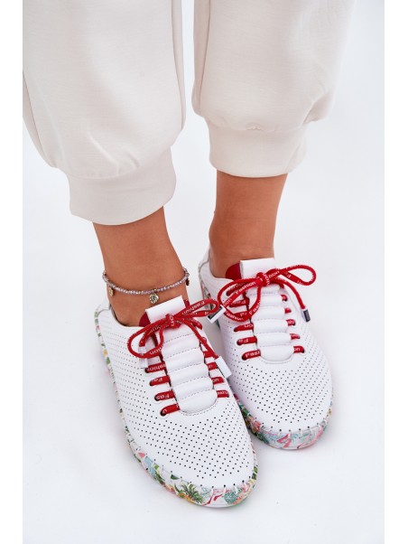 Ladies Leather Wedge Shoes Artiker 56C1799 White-Silver