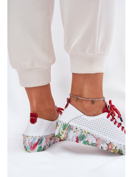 Ladies Leather Wedge Shoes Artiker 56C1799 White-Silver