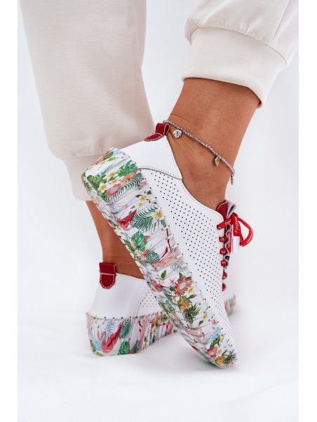 Ladies Leather Wedge Shoes Artiker 56C1799 White-Silver