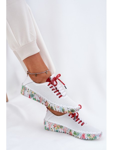 Ladies Leather Wedge Shoes Artiker 56C1799 White-Silver