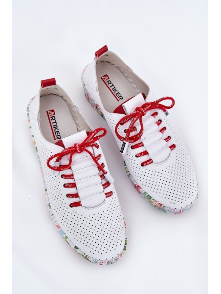 Ladies Leather Wedge Shoes Artiker 56C1799 White-Silver