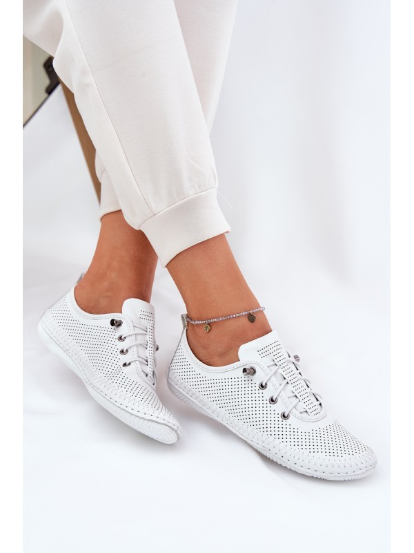 Ladies Leather Shoes Made Of Natural Leather Artiker 54C0831 White