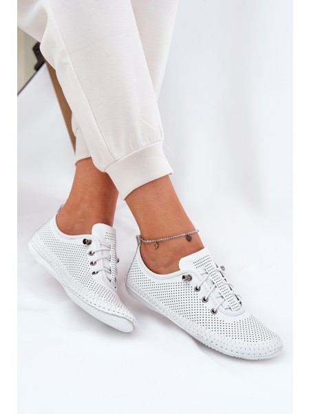 Ladies Leather Shoes Made Of Natural Leather Artiker 54C0831 White
