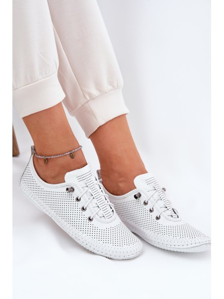 Ladies Leather Shoes Made Of Natural Leather Artiker 54C0831 White