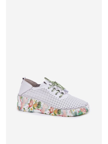 Leather Wedge Shoes With Pattern Artiker 54C1807 White-Green