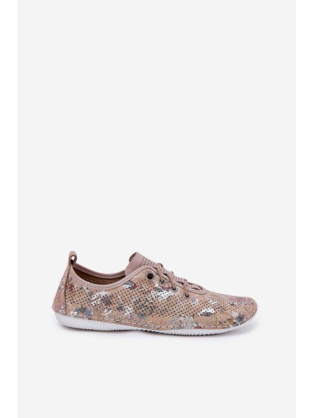 Ladies Leather Patterned Loafers Artiker 56C2689 Beige